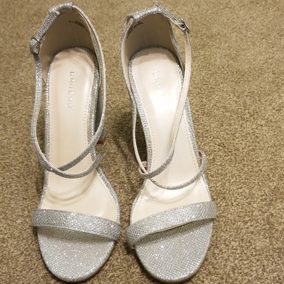BAMBOO Shoes Bamboo Frenzy Silver Glittery Heels Poshmark